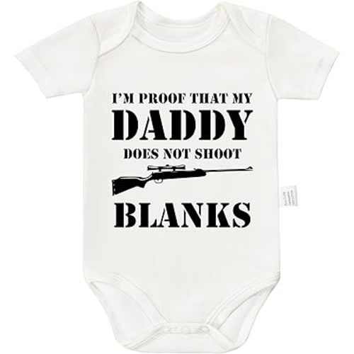 I'm Proof That My Daddy Does Not Shot Blanks Bodysuits, Boys Girls Cotton Romper Short Sleeve Jumpsuit Outfits 0-24 Months
