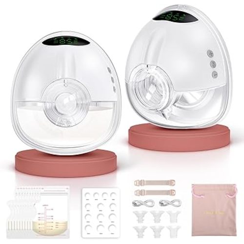 Lulia Breast Pump Hands Free, Wearable Breastfeeding Pump with 4 Mode and 9 Level, Strong Suction, Painless, Anti-Backflow, BPA Free, Portable Electric Breast Pumps with 17/19/21/24MM Flanges