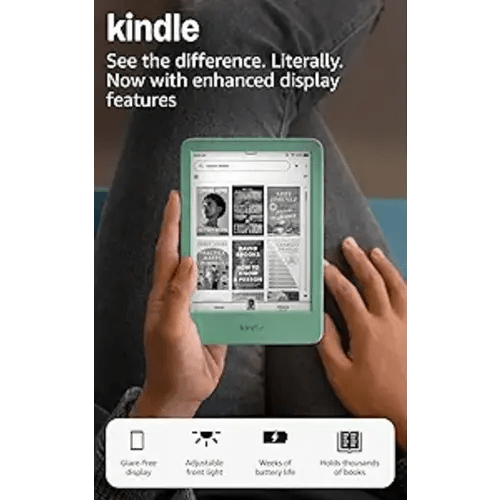 Amazon Kindle 16 GB (newest model) - Lightest and most compact Kindle, now with faster page turns, and higher contrast ratio, for an enhanced reading experience - Matcha