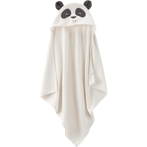 little planet by carter's Baby Organic Cotton Towel, Panda, OSZ