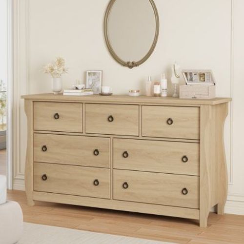 Garvee 7 Dresser for Bedroom, 54" Wide Drawer Dresser with Storage Chest, Freestanding Wooden Closet Storage Chest for Bedroom