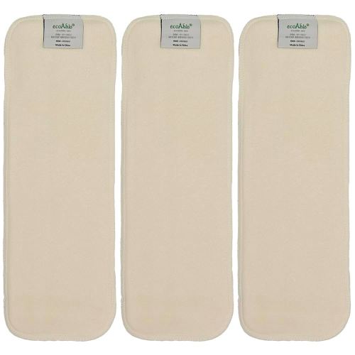 4-Layer Hemp Diaper Inserts – Overnight Boosters for Heavy Wetters – Reusable Absorbency Doublers – Fits Pocket, Cotton Prefold & Cover – Washable Natural Fiber Liners (Pack of 3)