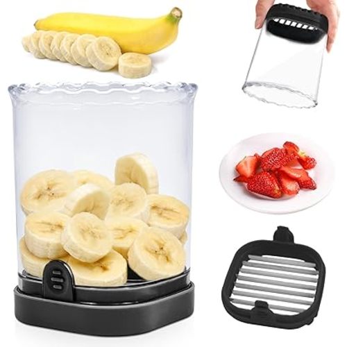 Fruit Slicer Cup: Strawberry Slicer, Strawberries Cutter Cup, Speed Cutter for Banana Grape Egg Kitchen Portable Slicing Tool(Black)