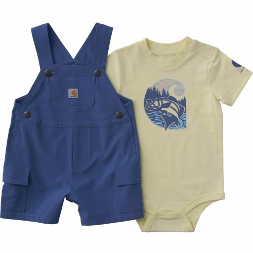 2-Piece Short Sleeve Bodysuit & Cargo Pocket Shortall Set (Baby)