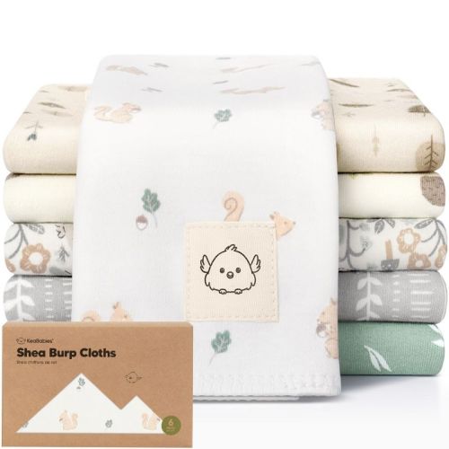 KeaBabies 6pk Shea Baby Burp Cloths for Baby Boys and Girls, 100% Organic Cotton Burping Cloths for Babies, Newborn Prairie
