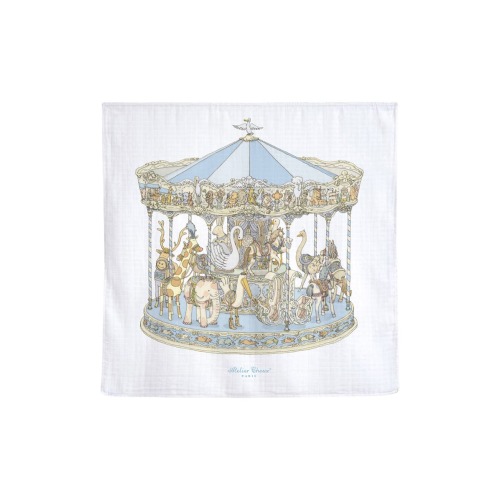 Blue Carousel Cotton Swaddle