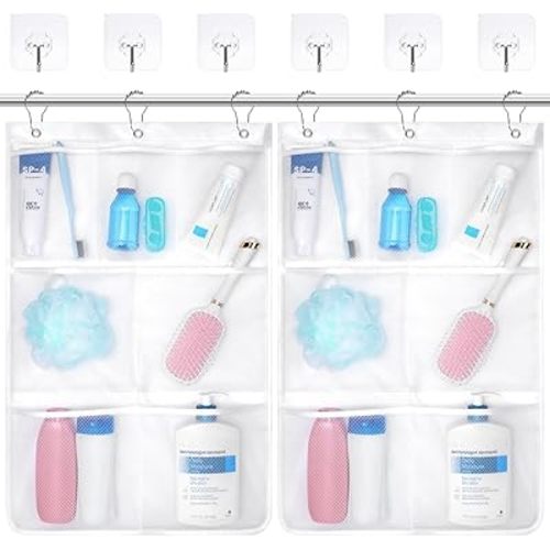 Mesh Shower Hanging Caddy, White, 2 Pack
