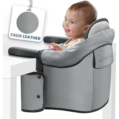 Elegant Faux Leather Hook-On High Chair - Portable, Clip-On for Travel, Suitable for Babies
