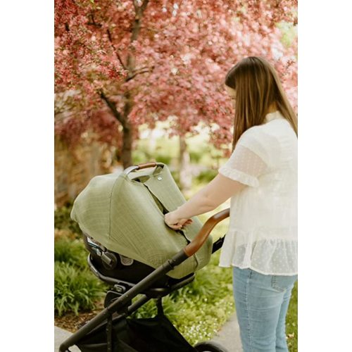 Little Unicorn 100% Cotton Muslin Car Seat Canopy | Super Soft Lightweight Cover with Window | Breathable | Magnetic Closure | Baby and Infant | Machine Washable | Shower Gift | Fern