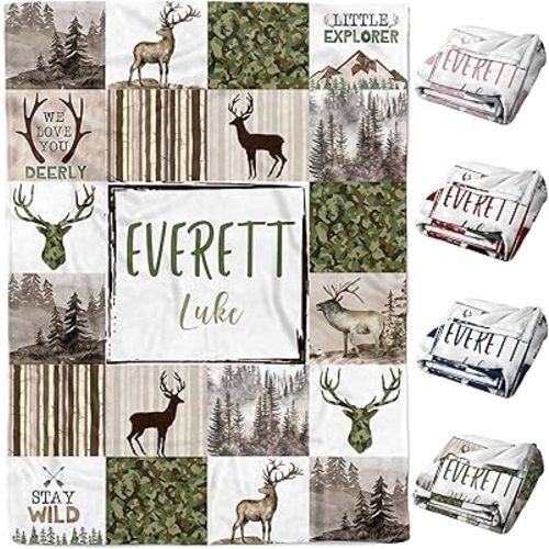 MDPrints Camo Personalized Baby Blankets for Boys, Customized Boy Blanket with Name, Newborn Nursery Gift