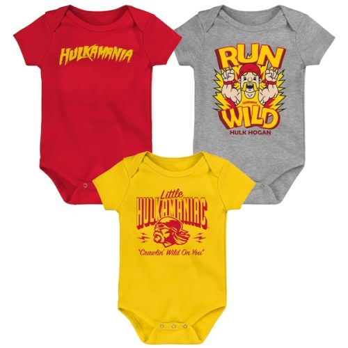 Newborn Red/Gold Hulk Hogan Three-Piece Bodysuit Set