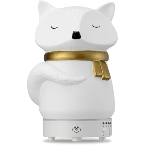Serene House Snow Fox, Ultrasonic Essential Oil Cool Mist Traditional Diffuser – 7-Color Calming LED Light, Timer Control, Automatic Shut-Off – White Porcelain, 90ml