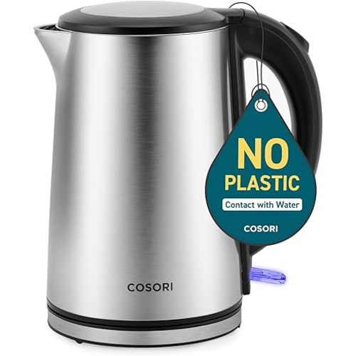 COSORI Electric Kettle, Cool-Touch Double Wall Stainless Steel Insulated, Automatic Shut Off & Boil-Dry Protection, Durable Tea Kettle Boiler & Heater, 1.5L/1500W, Silver