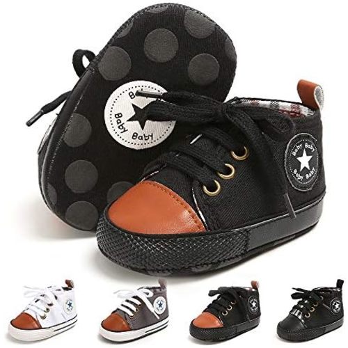 Meckior Toddler Baby Boys Girls High Tops Ankle Sneakers Soft Anti-Slip Sole PU Leather Moccasins Infant Newborn Prewalker First Walking Crib Shoes