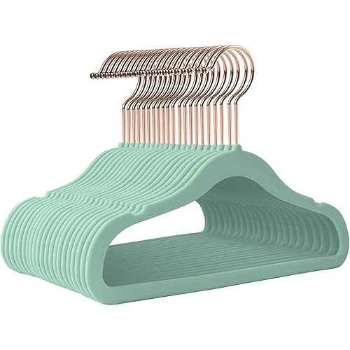 Baby Hangers Velvet 50 Pack-11.4 Inch,Baby Clothes Hanger Non Slip, Kid Hanger for Closet,Durable Infant/Toddler Hangers Teal Hanger