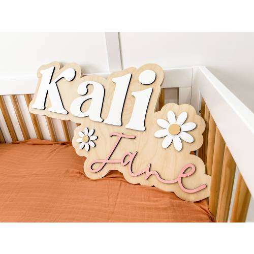 Daisy Name Sign, Nursery Name Sign, Daisy Nursery Decor, Name Sign for Girl, Custom Wood Name Sign, Floral Name Sign for Nursery, Daisies