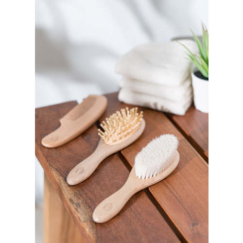 Set of 3 Wooden Baby Hair Brush