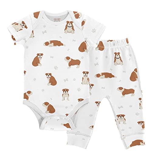 vvfelixl Baby Pants Sets Cute Dogs Puppy Short Sleeve Baby Clothes For Boys Girls 0-24 Months