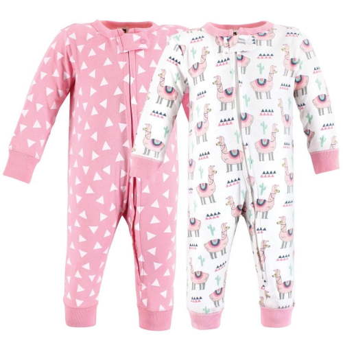 Hudson Baby Infant Girl Cotton Sleep and Play, Llama, 0-3 Months