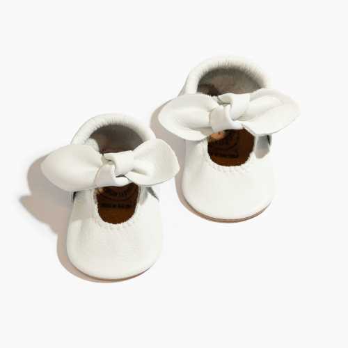 Toasted Bright White Knotted Bow Baby Shoe