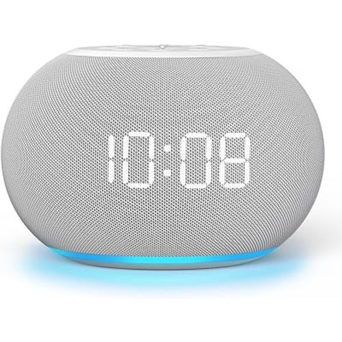 Reacher Auto-Dimmable Sound Machine Alarm Clock with Night Light, 20 Soothing Sounds, LED Digital Display, Sleep Timer, Precise Volume Control, White Noise Soother for Baby, Adults, Bedrooms