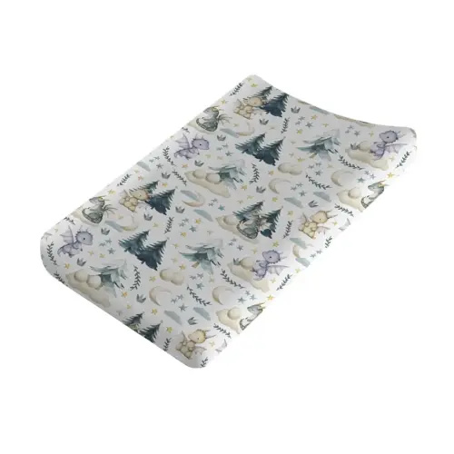 Fairytale Dragons Baby Changing Table Pad Covers Boy Girl 32''x16'' Cute Dragons Eggs Moon Stars Trees Fitted Diaper Change Table Mats Dreamy Animal Soft Breathable Nursery Cradle & Bassinet Sheets