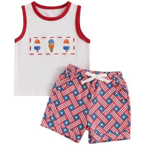 Kupretty Baby Boy Summer Clothes Sleeveless Tank Tops Vest T-Shirt + Casual Shorts Toddler Outfits Set