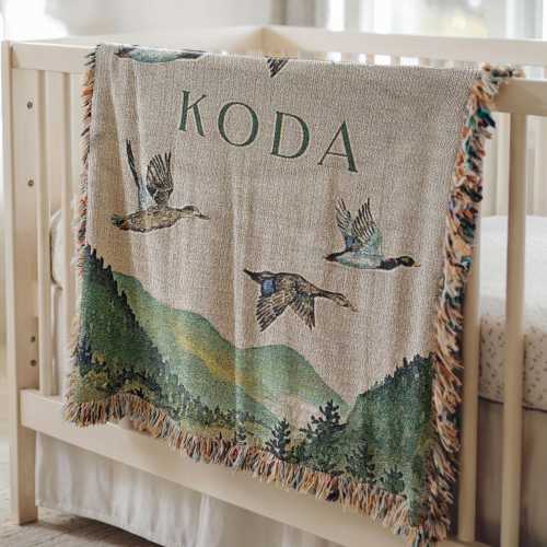 Custom Duck Baby Blanket Woodland Nursery Decor Baby Boy Blanket Gift Custom Baby Shower Gift Duck Hunting Nursery Bedding Boy Mallard Duck