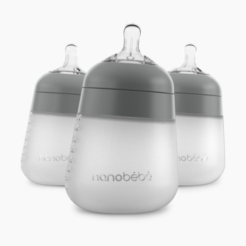 Nanobebe Flexy Silicone Baby Bottle - Gray, 9 Oz, 3