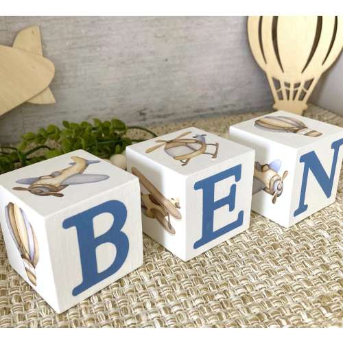 Airplane Nursery, Baby Blocks, Aviation Decor, Boy Nursery Decor, Baby Shower Gift