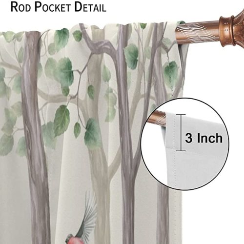 Forest Animal Curtains,Fox Elk Bird Animal Watercolor Woodland Print Curtains Kids Nursery Bedroom Living Room Home Decoration 42x45 Inch - Style-4