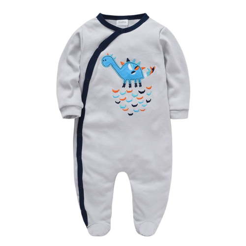 Infant Girl Bodysuits Long Sleeve Button up Front Round Neck Cute Print Soft Breathable Jumpsuit Toddler Clothes Gray 3 Years