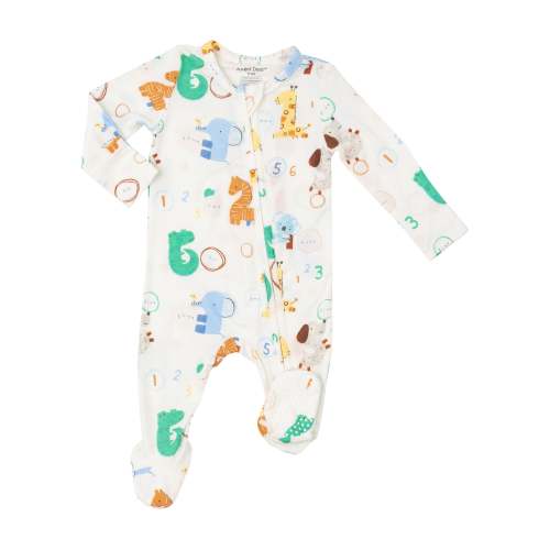 2 Way Zipper Footie - Animal Numbers