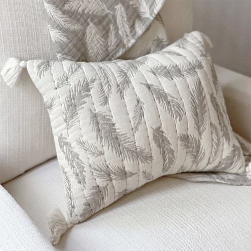Crane Baby Cotton Muslin Jacquards Pillow - Grey Feather