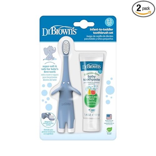 Dr. Brown's Infant-to-Toddler Toothbrush Set, 1.4 Ounce, Blue