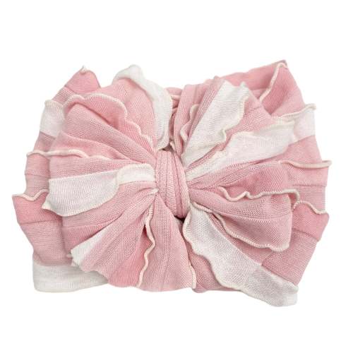 Ruffled Headband- Tickled Pink Stripe