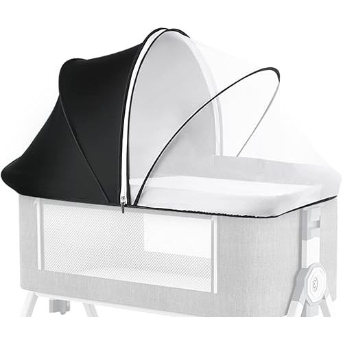 Bassinet Cover for Baby, Mosquito Net to Block Light, Breathable Bug Net Cover for Bedside Sleeper, Bassinet Tent Canopy with 2-Way Zipper to Keep Cats Out