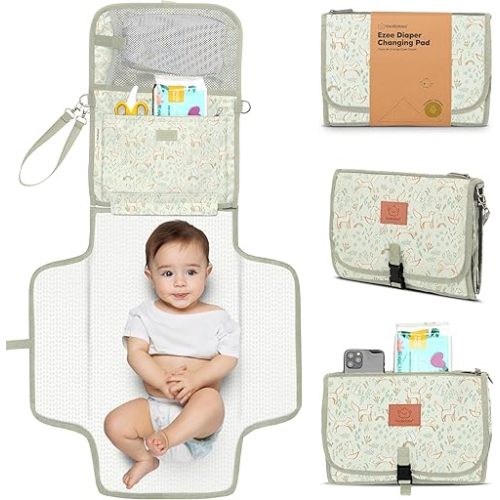 KeaBabies Portable Diaper Changing Pad - Waterproof Travel Changing Mat for Baby, Foldable Diaper Clutch, Detachable Baby Travel Diaper Mat for Diaper Changing Station,Diaper Change Mat(Fox Vale)