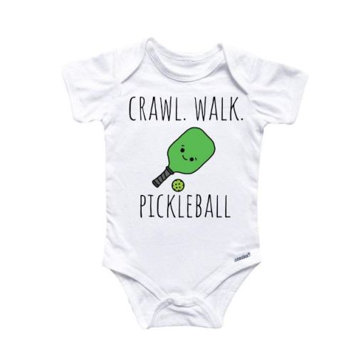 Crawl Walk Pickleball Onesie® Baby Boy Girl Clothes Infant Bodysuit Funny Cute Newborn GS1 White 6-9M Onesie®