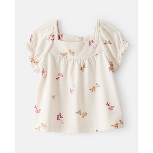 Baby Girl Cowgirl Print Short-Sleeve Top - Cream - OshKosh | Carter's
