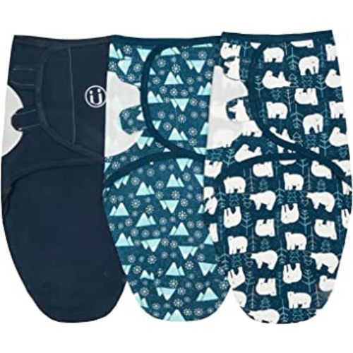 insular Swaddle Blanket, Baby Swaddle Wrap for Newborn and Infant, Adjustable Swaddle Set for Boy and Girl, Soft Cotton Baby Sleep Sack 3 Pack Small(0-3 Month), Polar Bear