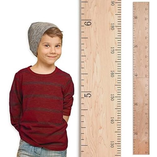 Wooden Growth Chart for Wall - Size Height Chart for Kids, Growth Measuring Board and Kids Height Wall Chart, Growth Chart for Kids, Height Chart for Wall - Natural (63"x6.7")