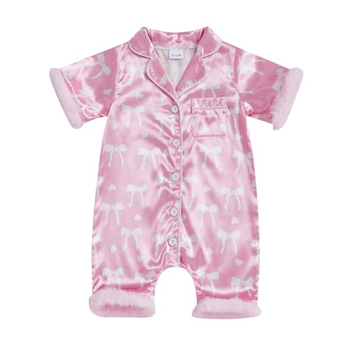 Kuriozud Baby Girl Pajamas Newborn Button Down Romper Jumpsuit Feather Trim Nightgown Infant Sleepwear One-Piece Summer Pjs