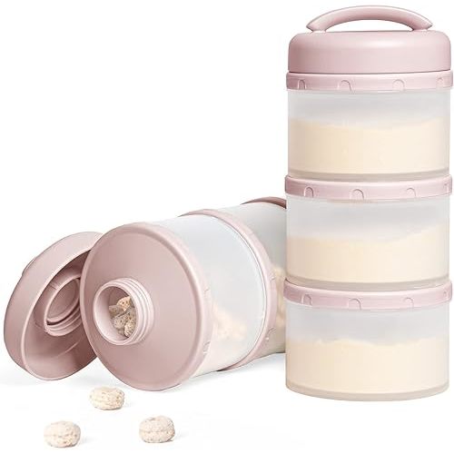 Termichy Stackable Formula Dispenser Portable Milk Powder Container, 2 Pack, Light Pink