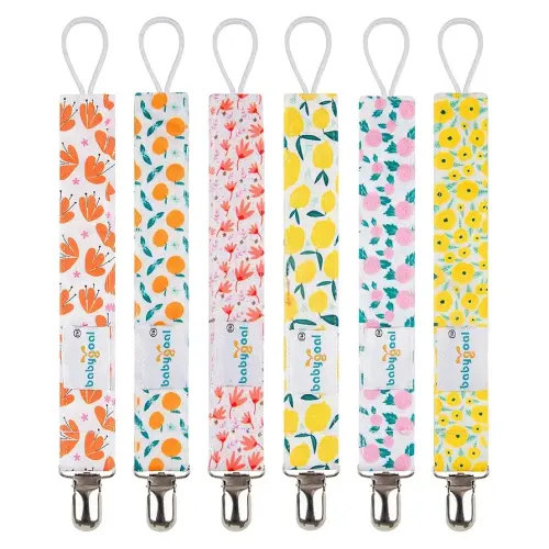 Babygoal Girl Pacifier Clips, 6 Pack Pacifier Holder for Boys and Girls Fits Most Pacifier Styles & Baby Teething Toys and Baby Gift 6MP05