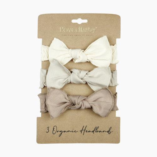 L'ovedbaby Organic Smocked Headband 3-Pack - Staying Neutral, 0-12m