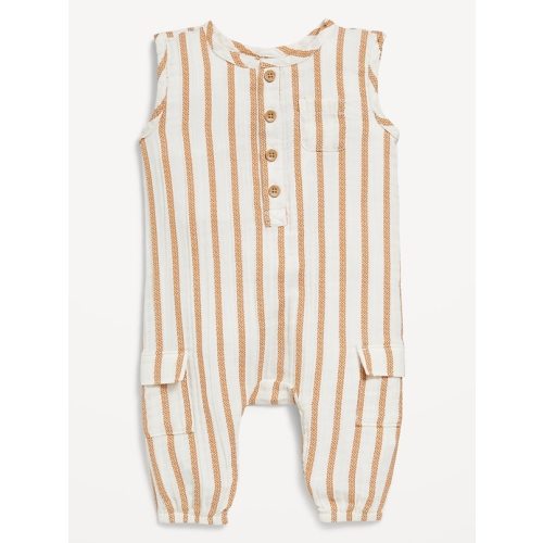 Sleeveless Henley Utility Pocket Jumpsuit for Baby