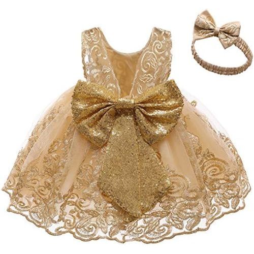 CMMCHAAH 0-6 Years Baby Girls Pageant Lace Embroidery Dresses Toddler Formal Dress with Headwear