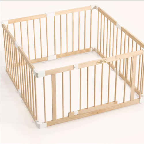 HARPPA Wooden Baby Gate Playpen | Non-Toxic Foldable DIY Adjustable Play Yard for Infants & Toddlers – Natural Finish Baby Fence for Small & Large Spaces