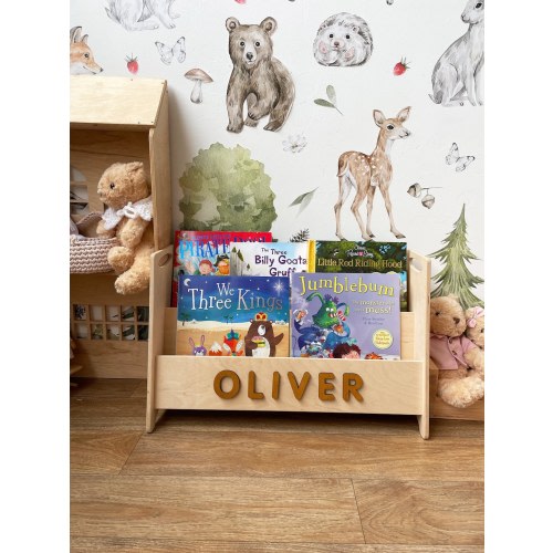 Personalized Montessori Bookshelf Wooden Nursery Bookshelf White Bookcase For Kids Baptism Gift Custom Nursery Bookcase Montessori Furniture